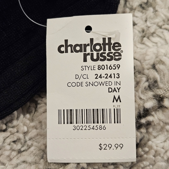 Charlotte Russe SZ Med NWT Black Bodycon 3/4 Sleeve Off Shoulder Sweater Dress - Picture 4 of 7